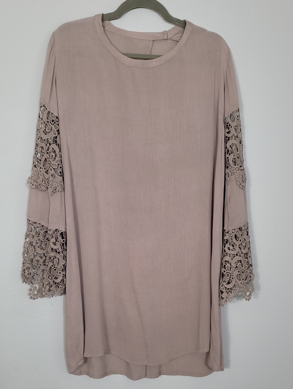 Umgee Lace Sleeve Bell Dress Size Large Brown Boho Festival Earthy Fairy Hippie